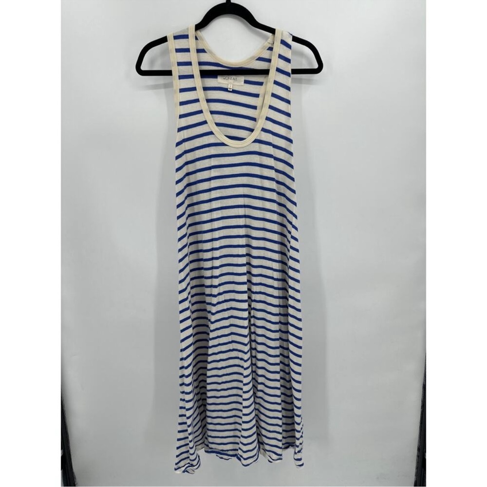 The Great. The Swing Stripe Tank Dress Blue & Cream Size 3 Large